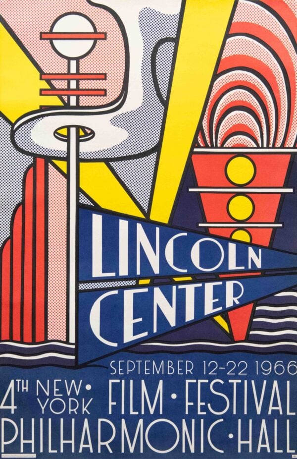 Original Vintage Advertising Poster for ‘4th New York Film Festival, Lincoln Center’ by Roy Lichtenstein, 1966