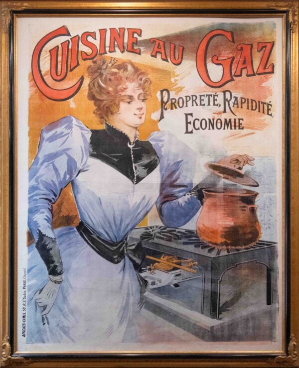 Vintage French Advertising Poster ‘Cuisine au Gaz’, 1900’s