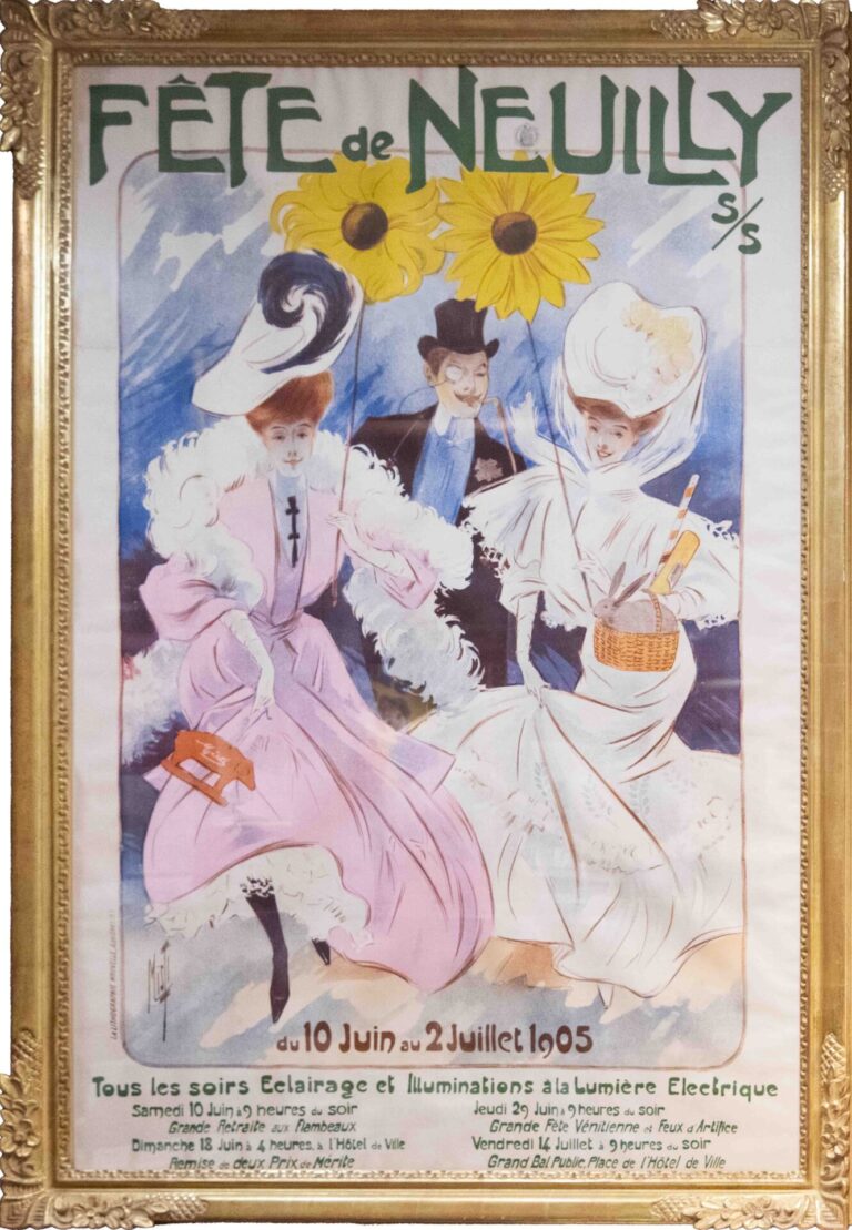 Vintage French Festival Poster for ‘Fete de Neuilly’ by Ferdinand Misti-Mifliez, 1905
