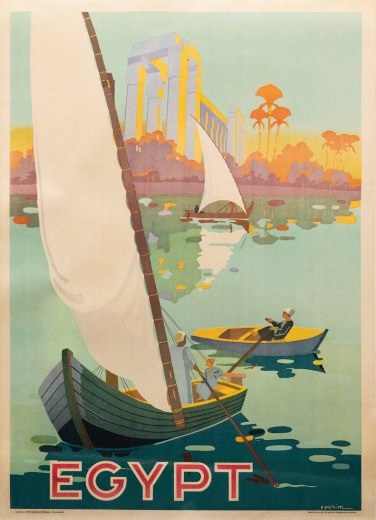 Vintage Egypt Travel Poster by H. Hashim, 1930’s