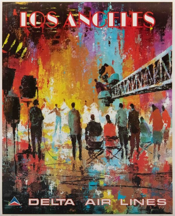 Vintage Delta Air Lines Los Angeles Travel Poster by Jack Laycox, 1970’s