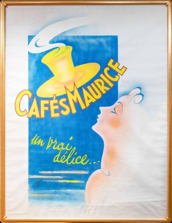 Vintage French Maquette for Advertising Poster ‘Cafe Maurice’ by E.B., 1930’s