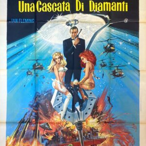 Vintage Italian Movie Poster 'Agente 007 - Una Cascata Di Diamanti (James Bond - Diamonds are Forever)' 1974