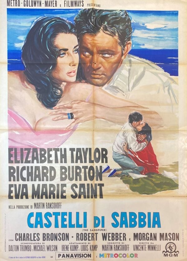 Vintage Italian Movie Poster ‘Castelli Di Sabbia (The Sandpiper)’ 1965