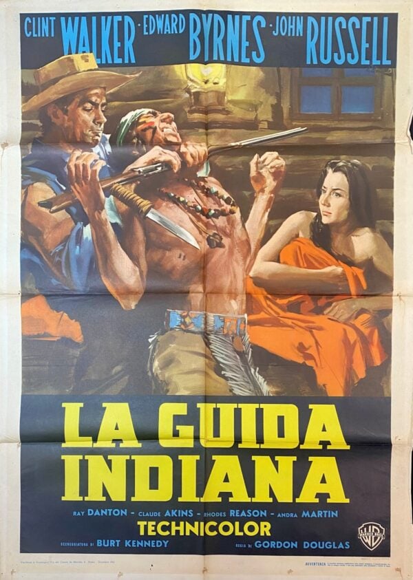 Vintage Italian Movie Poster ‘La Guida Indiana (Yellowstone Kelly)’ 1959