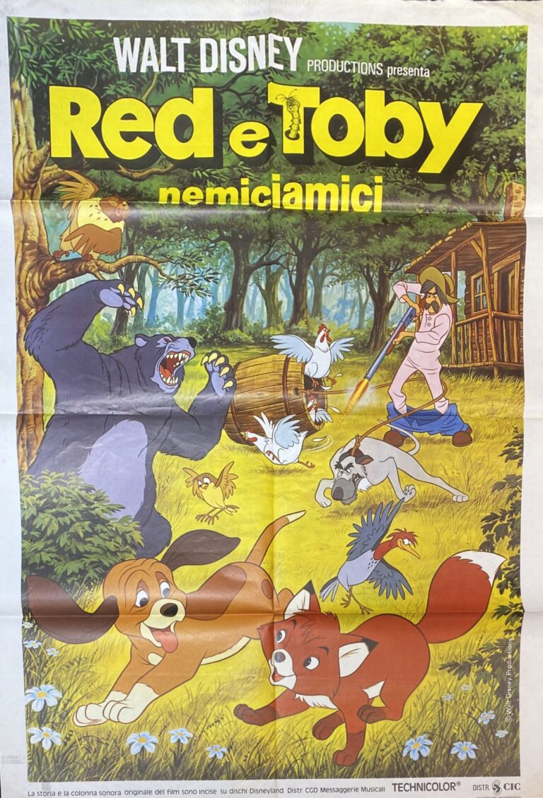 Vintage Italian Movie Poster ‘Red e Toby (The Fox and the Hound)’ 1981