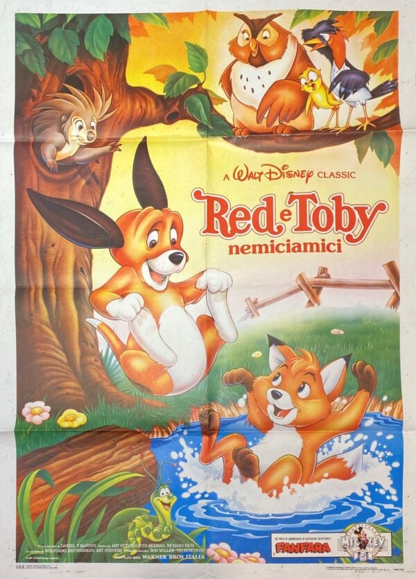 Vintage Italian Movie Poster ‘Red e Toby (The Fox and the Hound)’ 1981