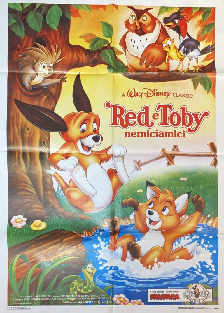 Vintage Italian Movie Poster ‘Red e Toby (The Fox and the Hound)’ 1981