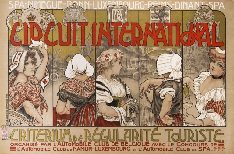 Original Vintage Belgian Circuit International Poster by Georges Gaudy, 1896