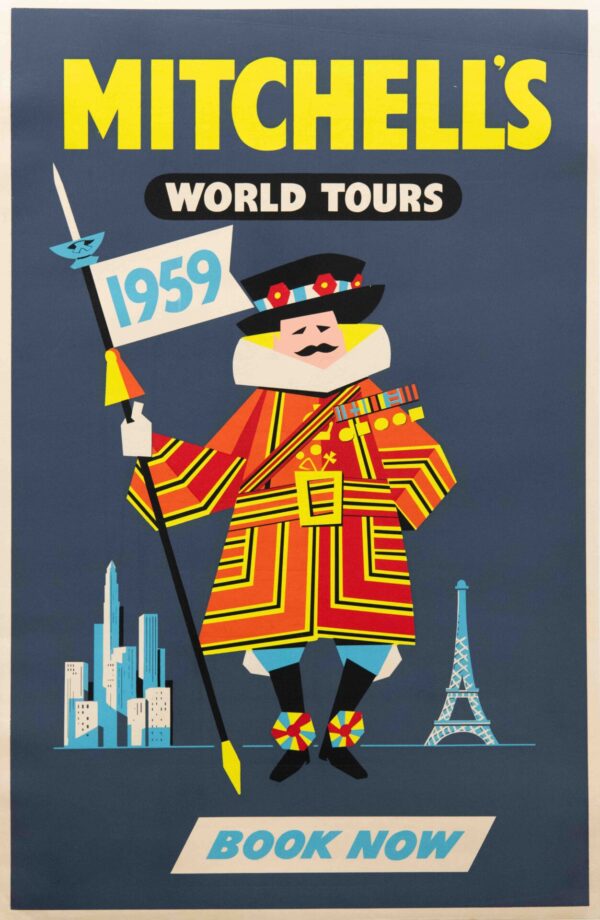 Original Vintage Travel Poster for Mitchell’s World Tours, 1959