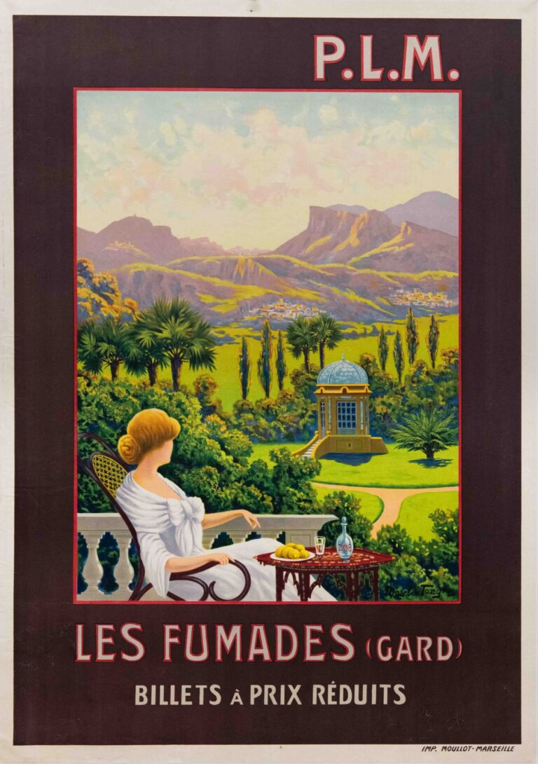 Original Vintage French Les Fumades Travel Poster by Morel de Tanguy, 1920’s