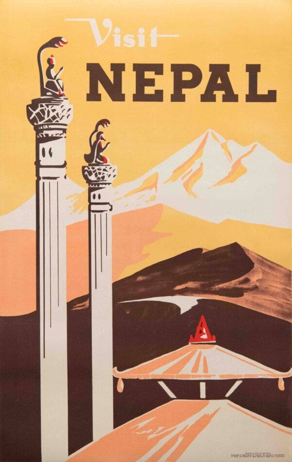 Original Vintage Nepal Travel Poster, 1950’s