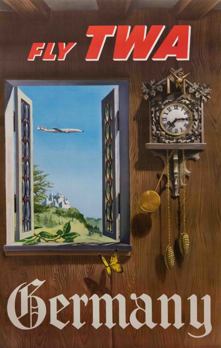 Original Vintage TWA Germany Travel Poster by William Ward Beecher, 1954