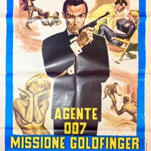 Vintage Italian Movie Poster 'Agente 007 - Missione Goldfinger (Goldfinger)' 1980