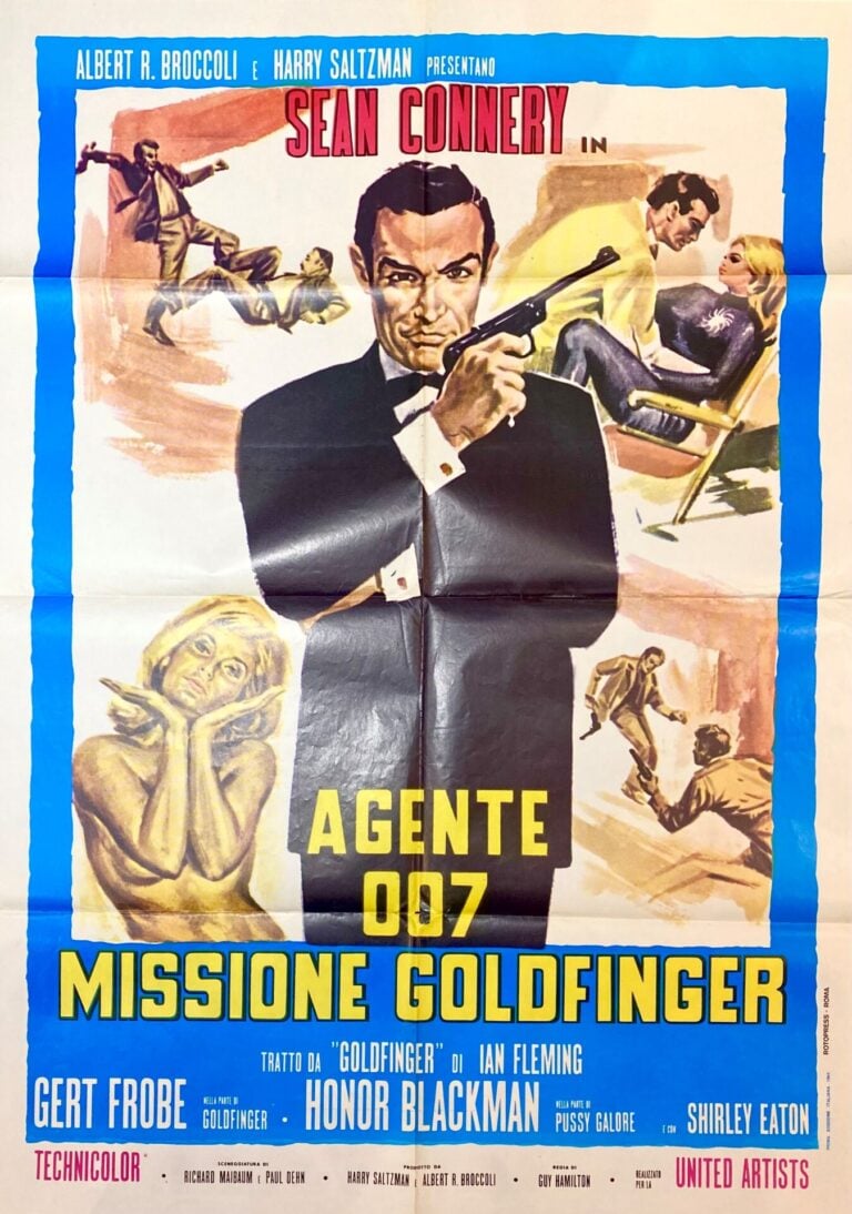 Vintage Italian Movie Poster ‘Agente 007 – Missione Goldfinger (Goldfinger)’ 1980