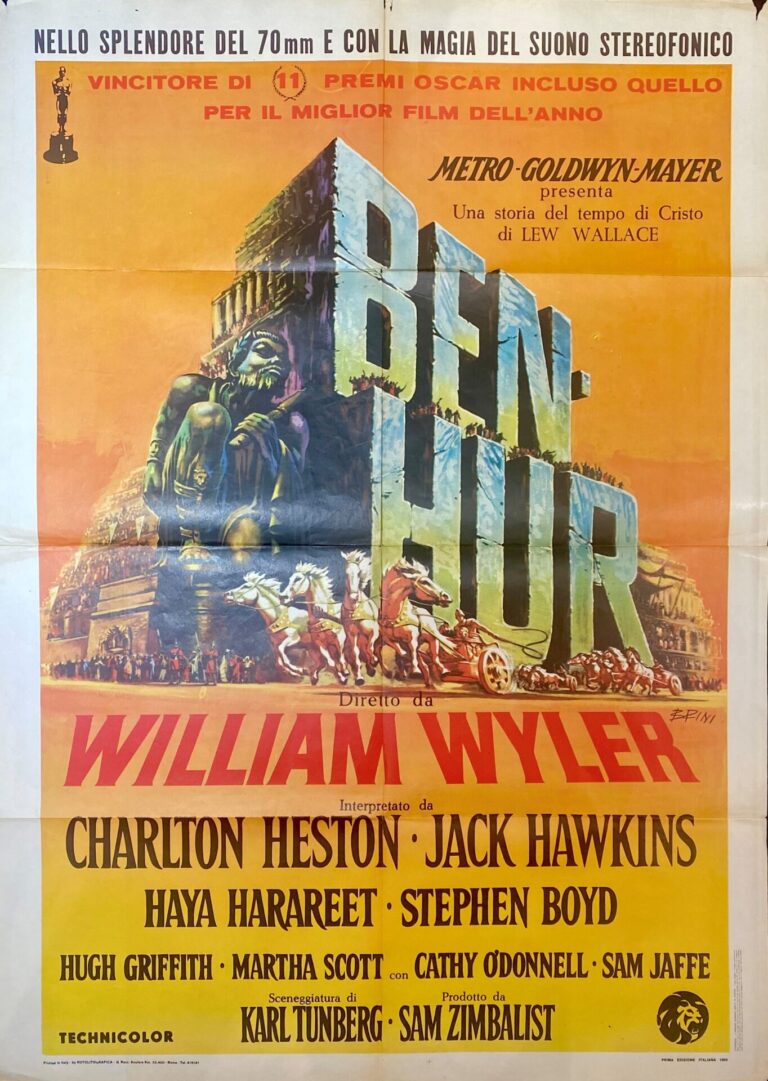 Vintage Italian Movie Poster ‘Ben Hur’ 1969