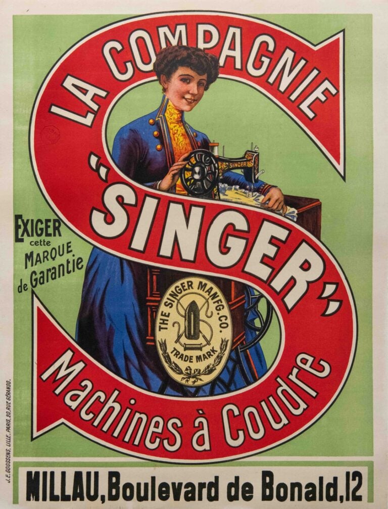 Original Vintage French Product Advertising Poster for ‘Singer’, 1900’s