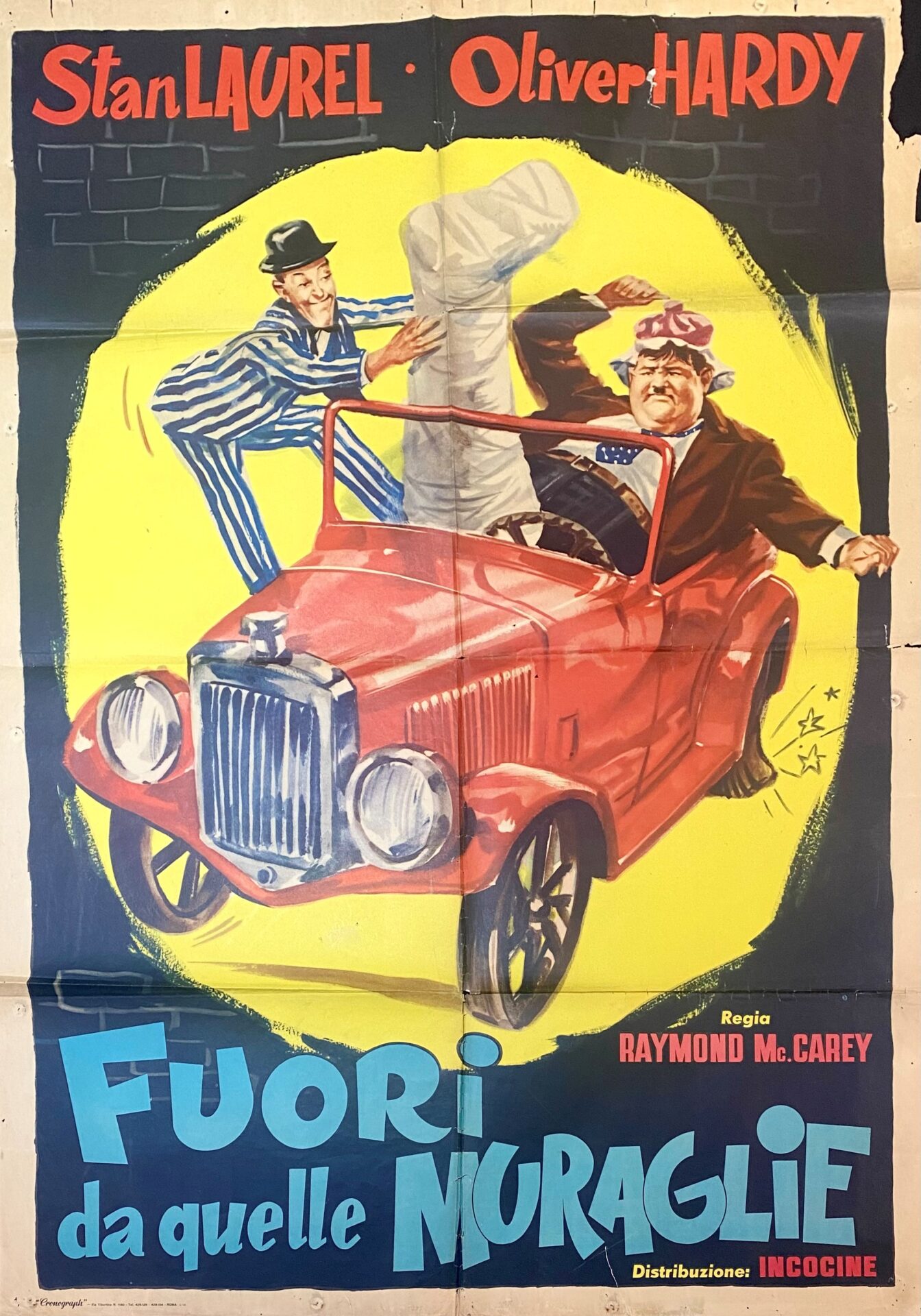 Vintage Italian Movie Poster 'Fuori da quelle Muraglie (Pardon Us)' 1931