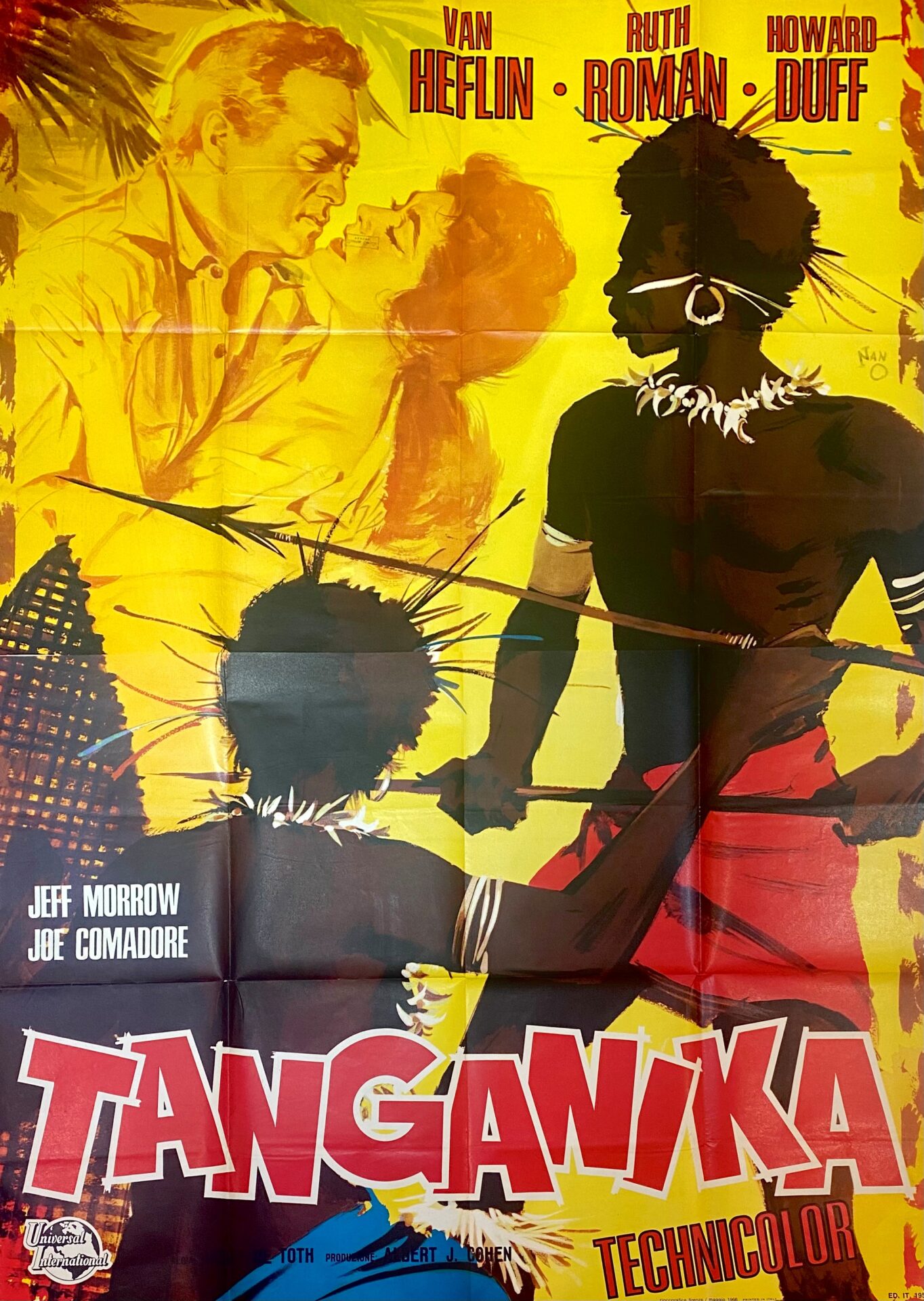 Vintage Italian Movie Poster 'Tanganika' 1954
