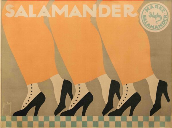 Original Vintage Austrian Advertising Poster for Marke Salamander by Ernst Deutsch-Dryden, 1912