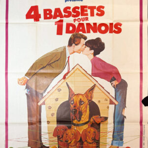 Original Vintage French Disney Movie Poster '4 Bassets Pour 1 Danois (The Ugly Dachshund)' 1966