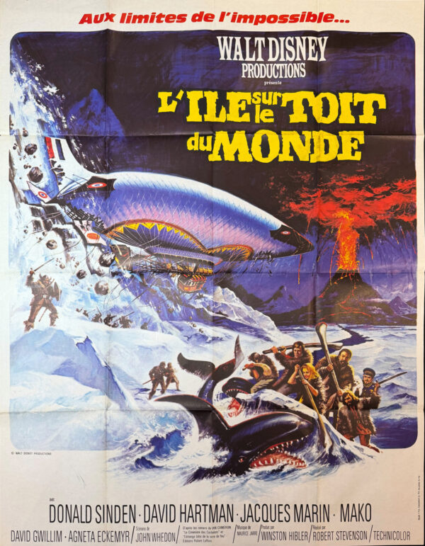 Original Vintage French Disney Movie Poster ‘L’ile Sur Le Toit du Monde (The Island at the Top of the World)’ 1974