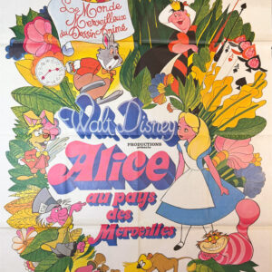 Original Vintage French Disney Movie Poster 'Alice Au Pays Des Merveilles (Alice in Wonderland)' 1951
