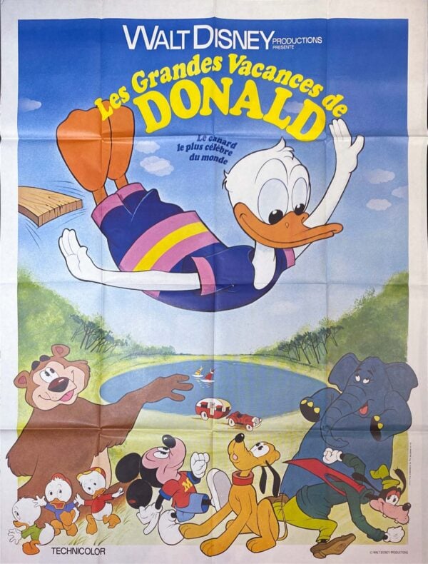 Original Vintage French Disney Movie Poster, ‘Les Grandes Vacances de Donald’ (Donald Duck’s  Summer Magic), 1977