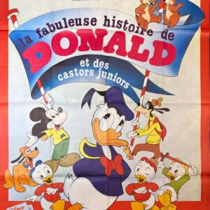 Original Vintage French Disney Movie Poster La Fabuleuse Histoire de Donald (The Fabulous Story of Donald Duck and the Junior Beavers), 1983