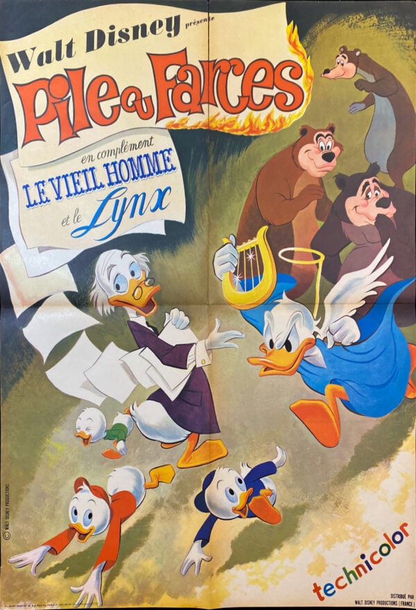 Original Vintage French Disney Movie Poster ‘Pile au Parces’ (Donald’s Happy Birthday), 1970’s