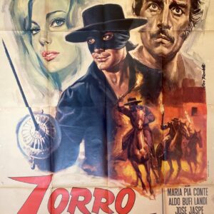 Vintage Italian Movie Poster 'Zorro IL Dominatore (Zorro’s Latest Adventure)' 1969