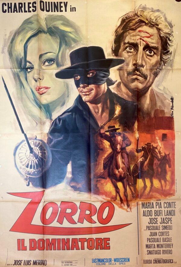 Vintage Italian Movie Poster ‘Zorro IL Dominatore (Zorro’s Latest Adventure)’ 1969