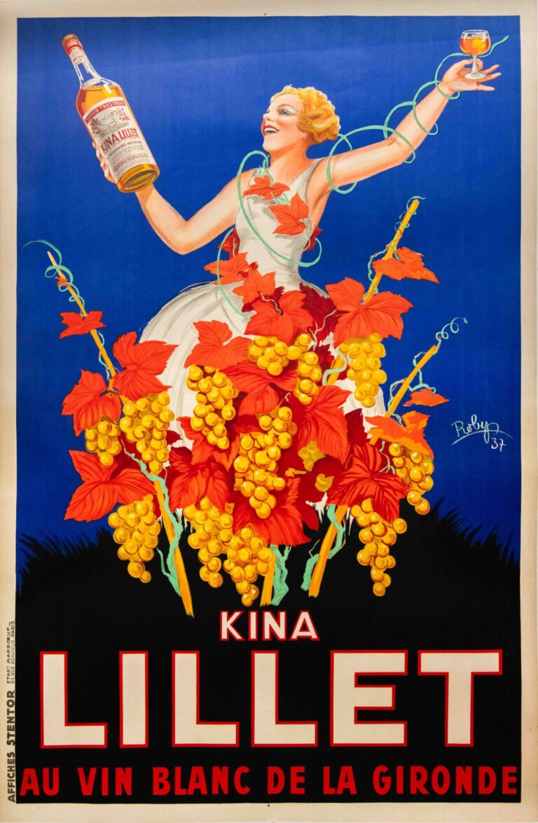Original Vintage French Advertising Poster for Kina Lillet by Robys, 1937
