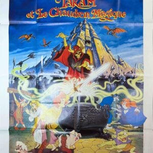 Original Vintage French Disney Movie Poster 'Taram et Le Chaudron Magique (The Black Cauldron)', 1985