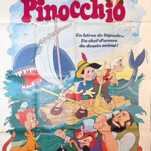 Original Vintage French Disney Movie Poster 'Pinocchio', 1970's