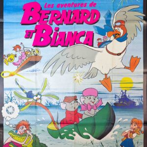 Original Vintage French Disney Movie Poster 'Bernard et Bianca (The Rescuers)', 1977