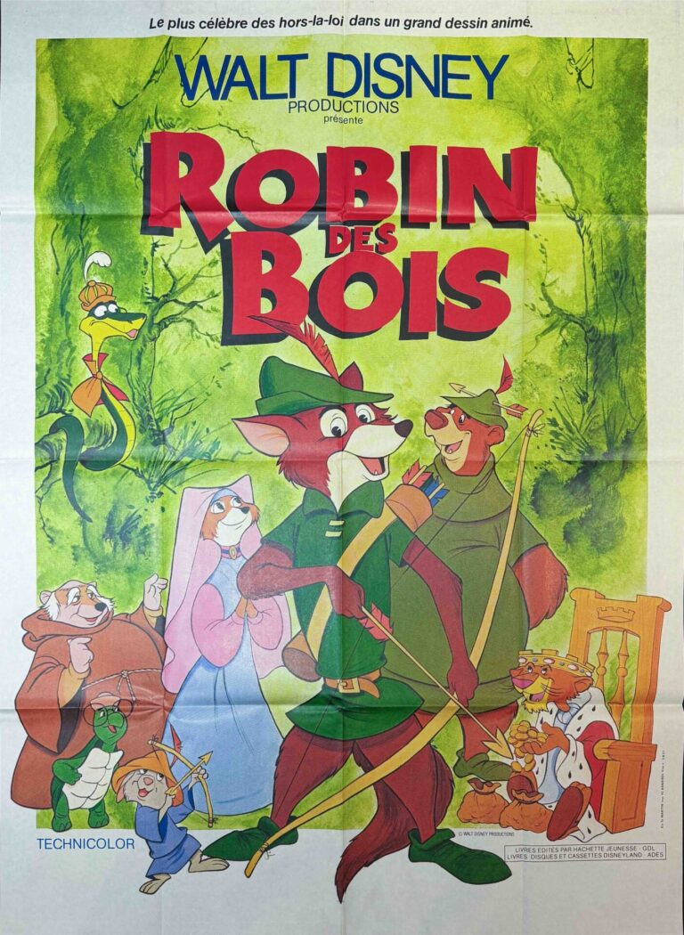 Original Vintage French Disney Movie Poster ‘Robin Des Bois (Robin Hood)’, 1973