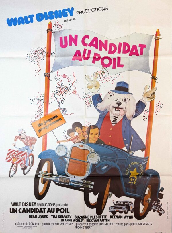 Original Vintage French Disney Movie Poster ‘Un Candidat Au Poil (The Shaggy D.A.)’, 1976