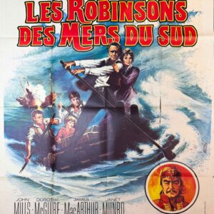 Original Vintage French Disney Movie Poster 'Les Robinsons Des Mers Du Sud (Swiss Family Robinson)', 1960