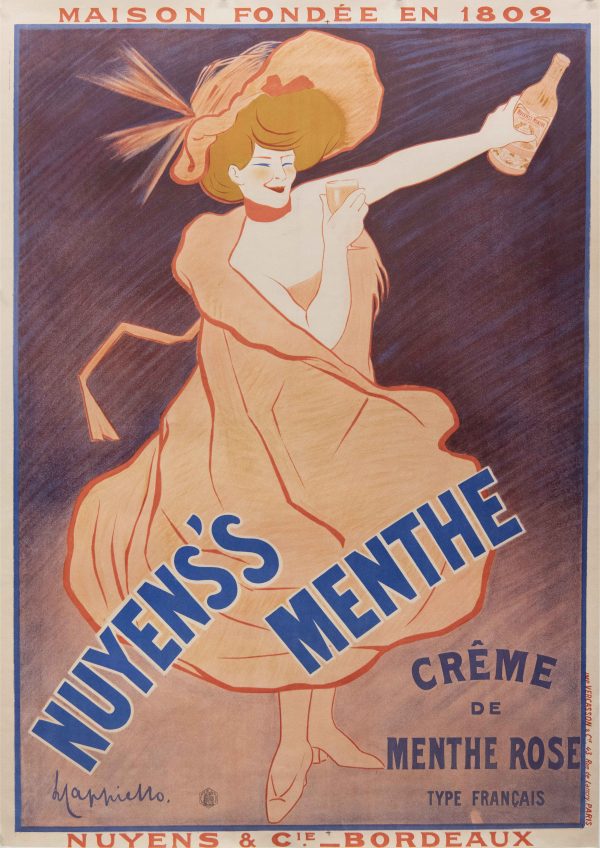 Original Vintage French Liqueur Advertising Poster for ‘Nuyens’s Menthe’ by Leonetto Cappiello, 1902