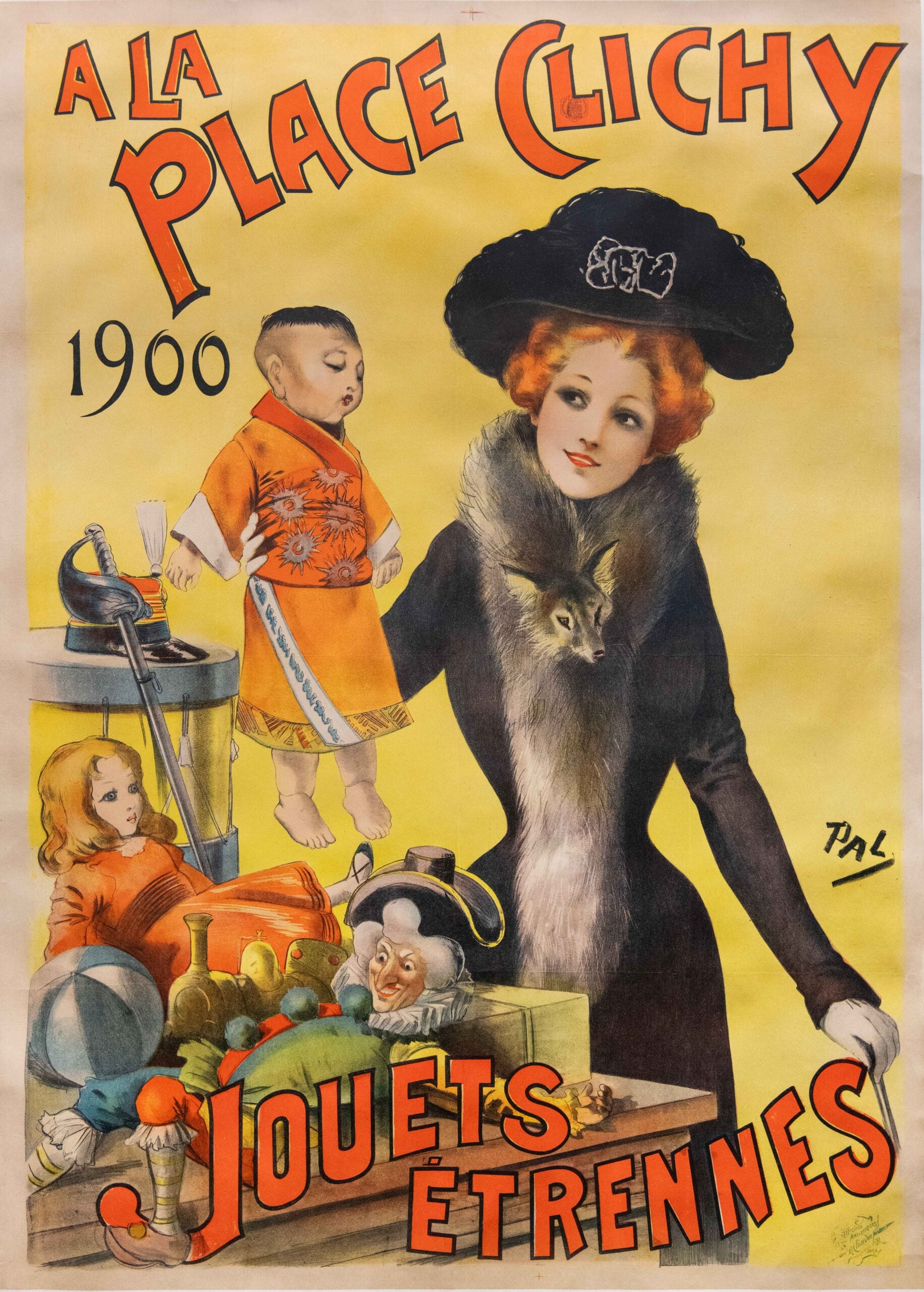 Original Vintage French Advertising Poster for 'A La Place Clichy' by Pal, 1900