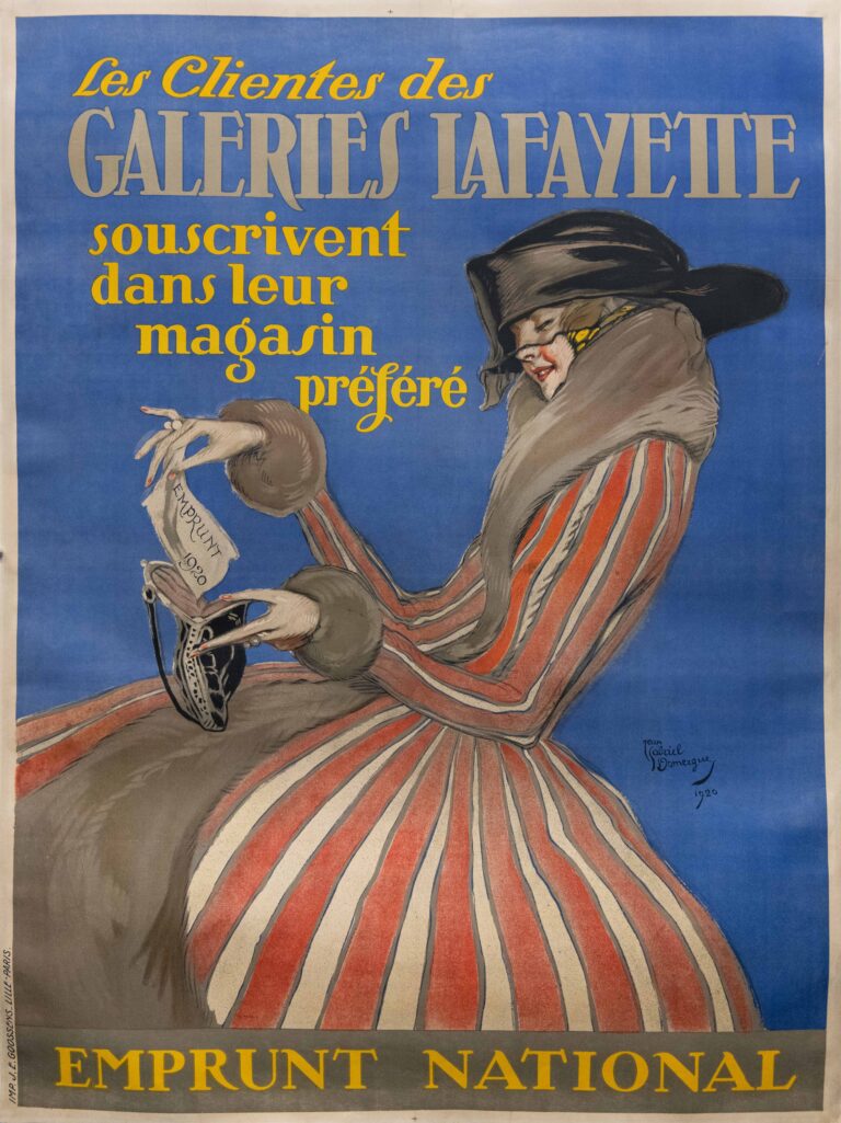 Original Vintage French Advertising Poster for Galeries Lafayette by Domergue, 1920