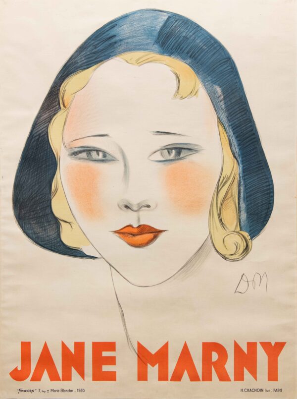 Original Vintage French Advertising Poster ‘Jane Marny’ by Jean Don, 1930’s