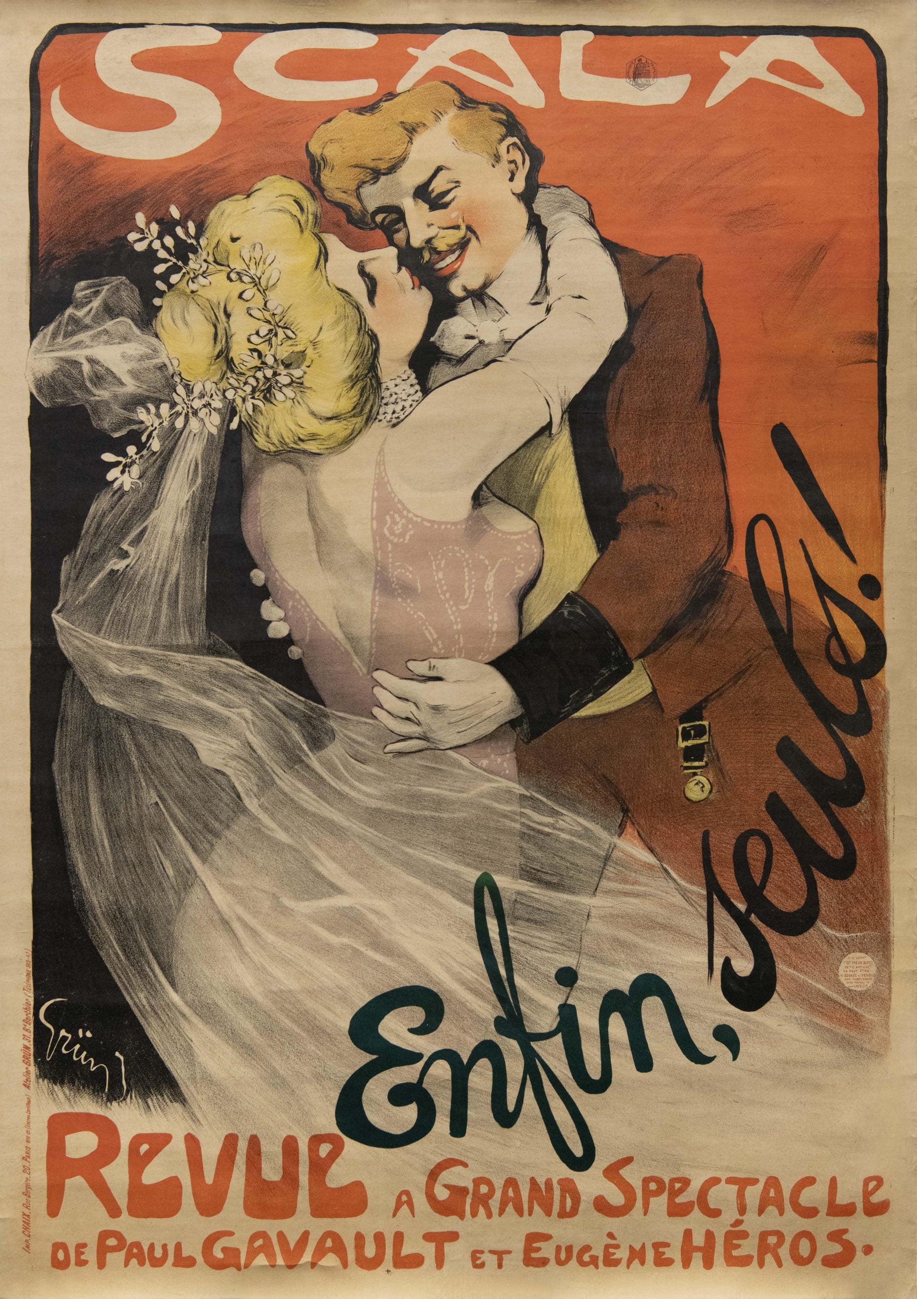 Original Vintage French Theater Poster 'Scala' by Jules Alexandre Grun, 1899