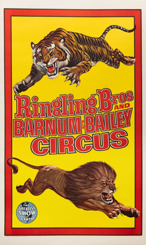 Original Vintage Ringling Bros. and Barnum and Bailey Circus Advertising Poster, 1960’s