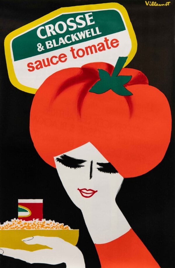 Original Vintage French Crosse & Blackwell Tomato Sauce Advertising Poster by Bernard Villemot, 1981