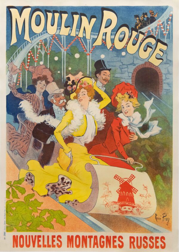 Original Vintage French Theater Poster for Moulin Rouge by Rene Pean, 1901