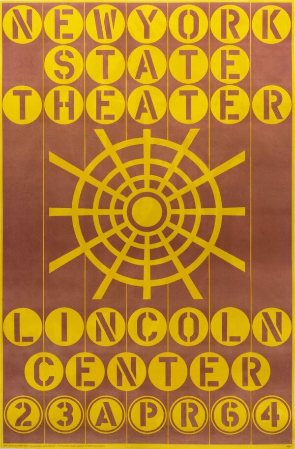 Original Vintage New York State Theater Lincoln Center Advertising Poster by Robert Indiana, 1964