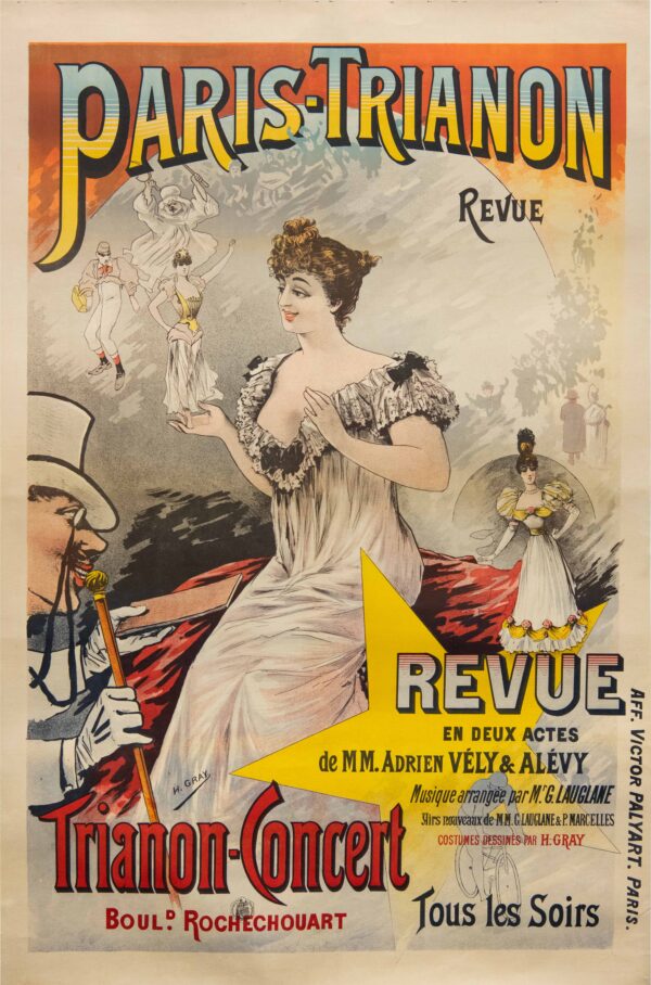 Original Vintage French French Theatre Advertising Poster for ‘Paris Trianon Concert’ by H. Gray, 1900’s