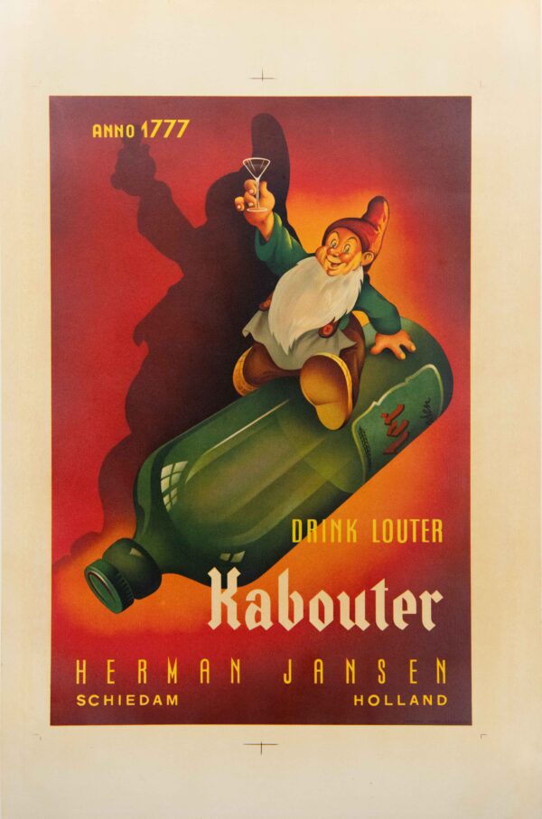Original Vintage Dutch Liqueur Advertising Poster ‘Kabouter’, 1940’s